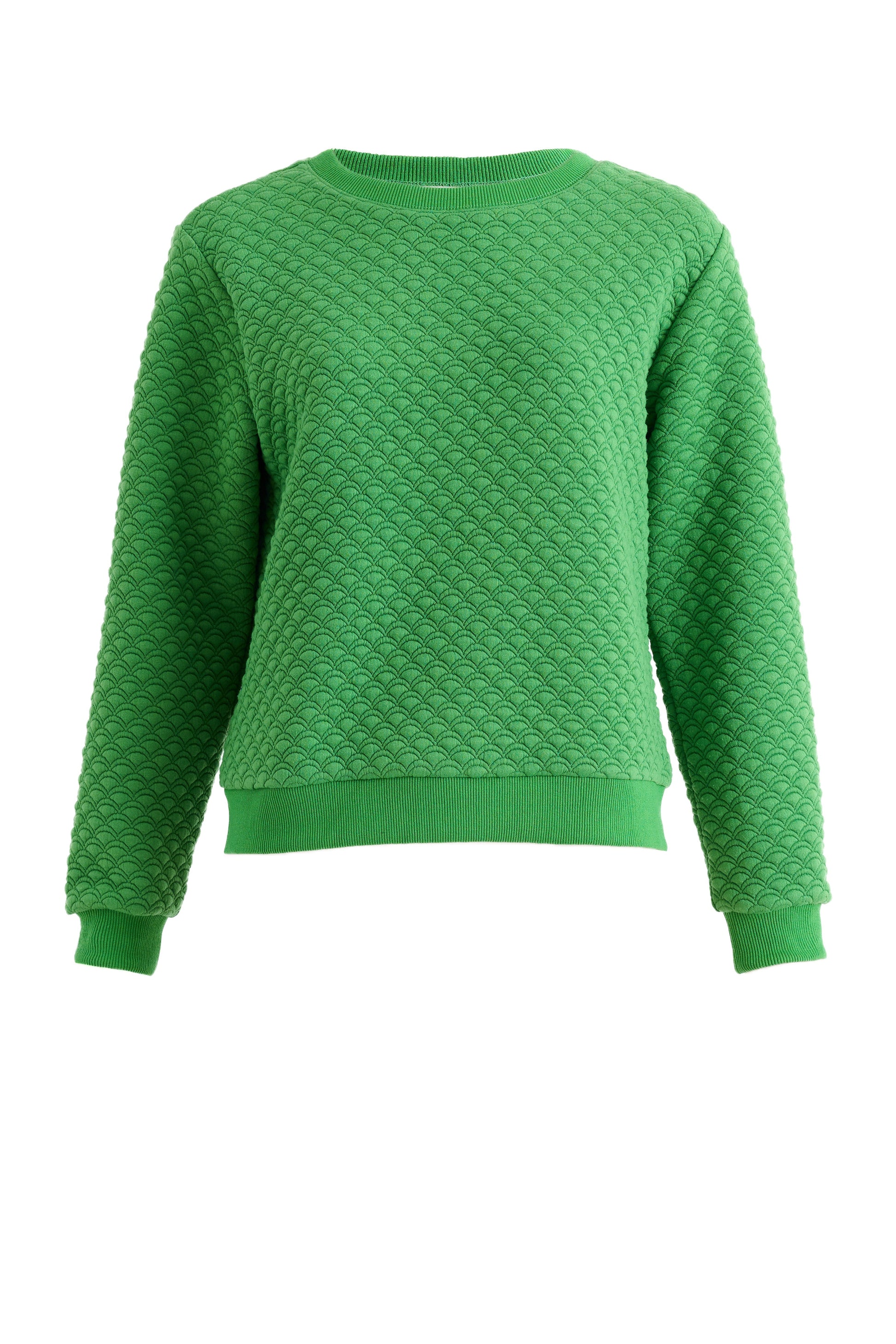 Jan Scallop Quilt Sweatshirt - Green - Bascora
