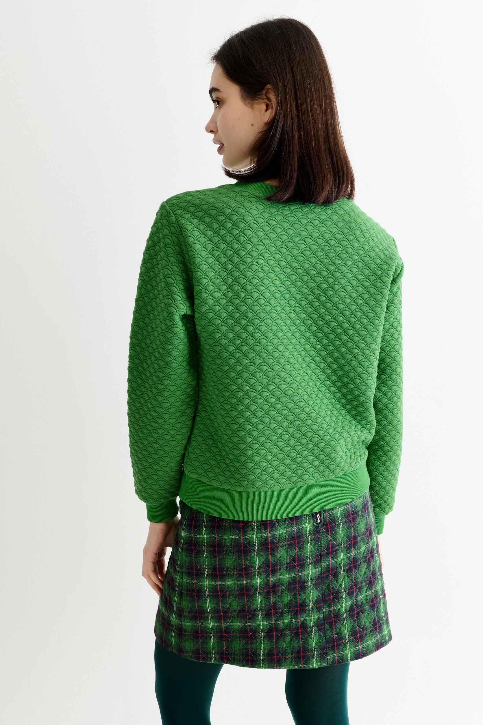 Jan Scallop Quilt Sweatshirt - Green - Bascora