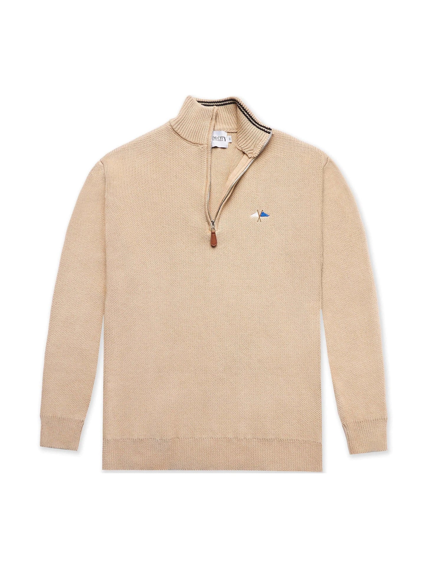 Knit 1/4 Zip Beige - Bascora