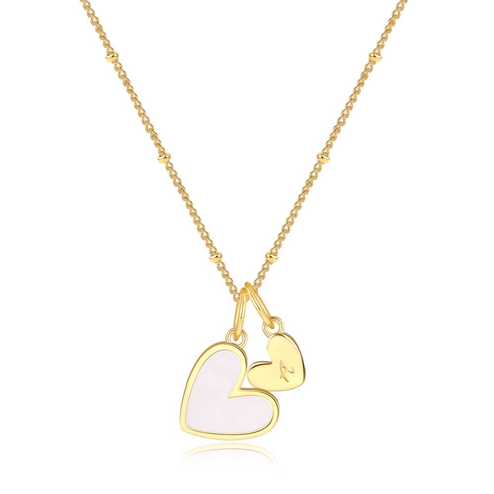 Savaé Design Mother of Pearl Heart Initial Necklace