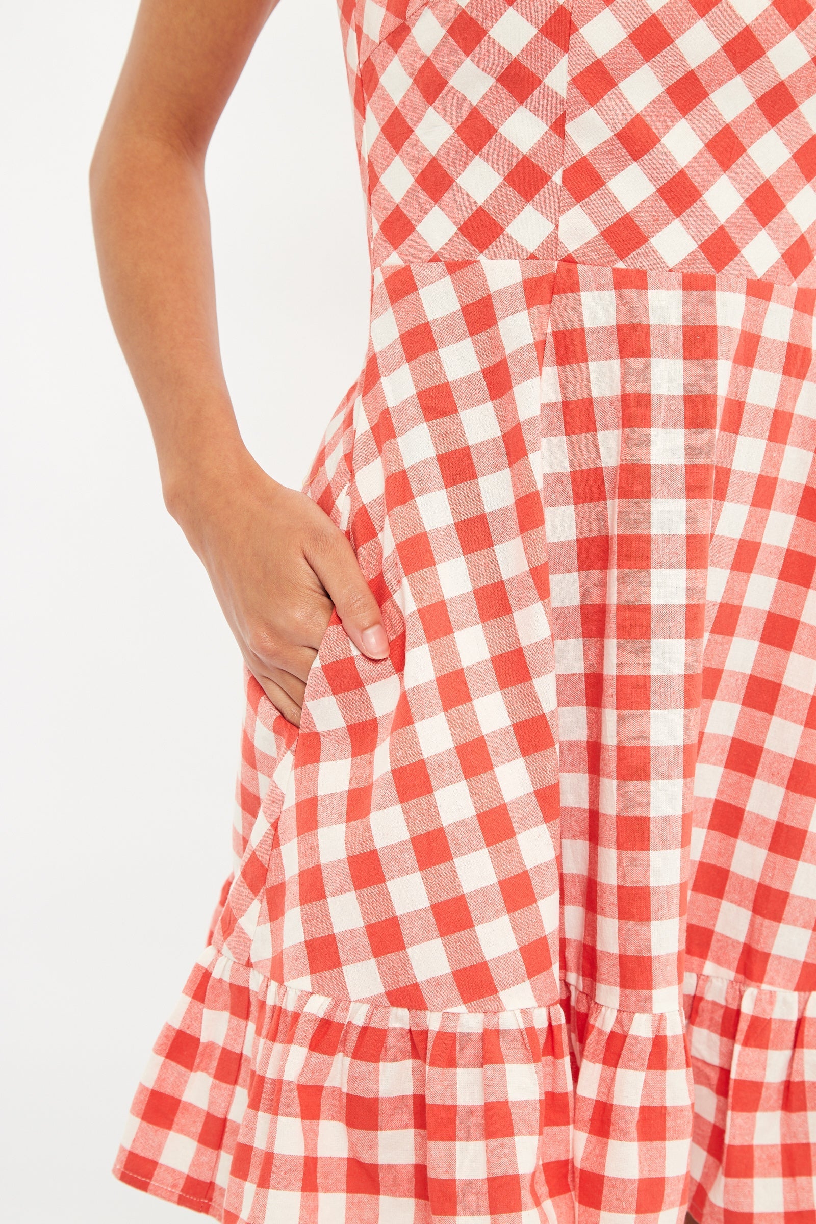 Kare Picnic Check Cap Sleeve Mini Dress – Red - Bascora