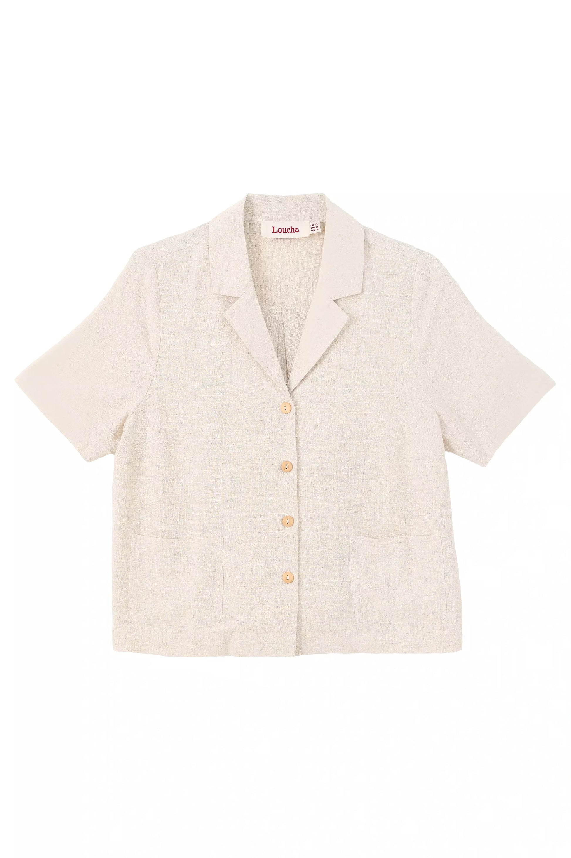 Kit Linen Mix 2 Pocket Short Sleeve Resort Shirt - Natural - Bascora