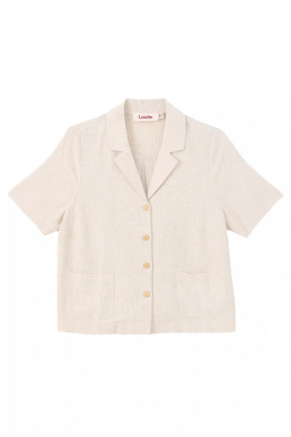 Kit Linen Mix 2 Pocket Short Sleeve Resort Shirt - Natural - Bascora