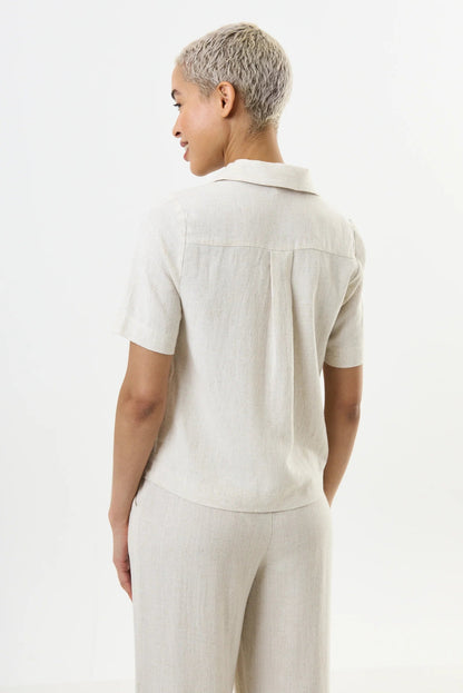 Kit Linen Mix 2 Pocket Short Sleeve Resort Shirt - Natural - Bascora