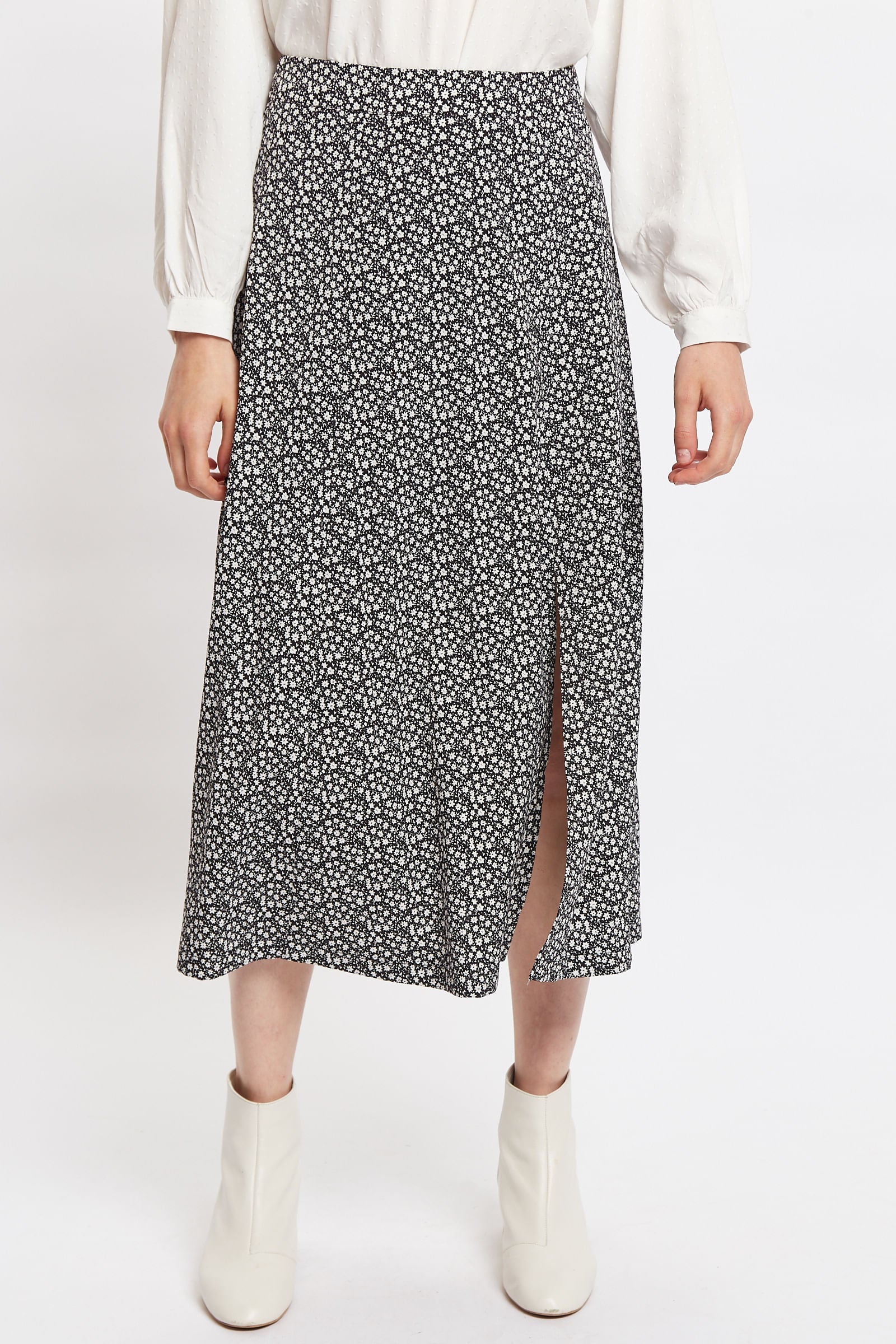Kiyo Candy Bud Print Midi Skirt - Bascora
