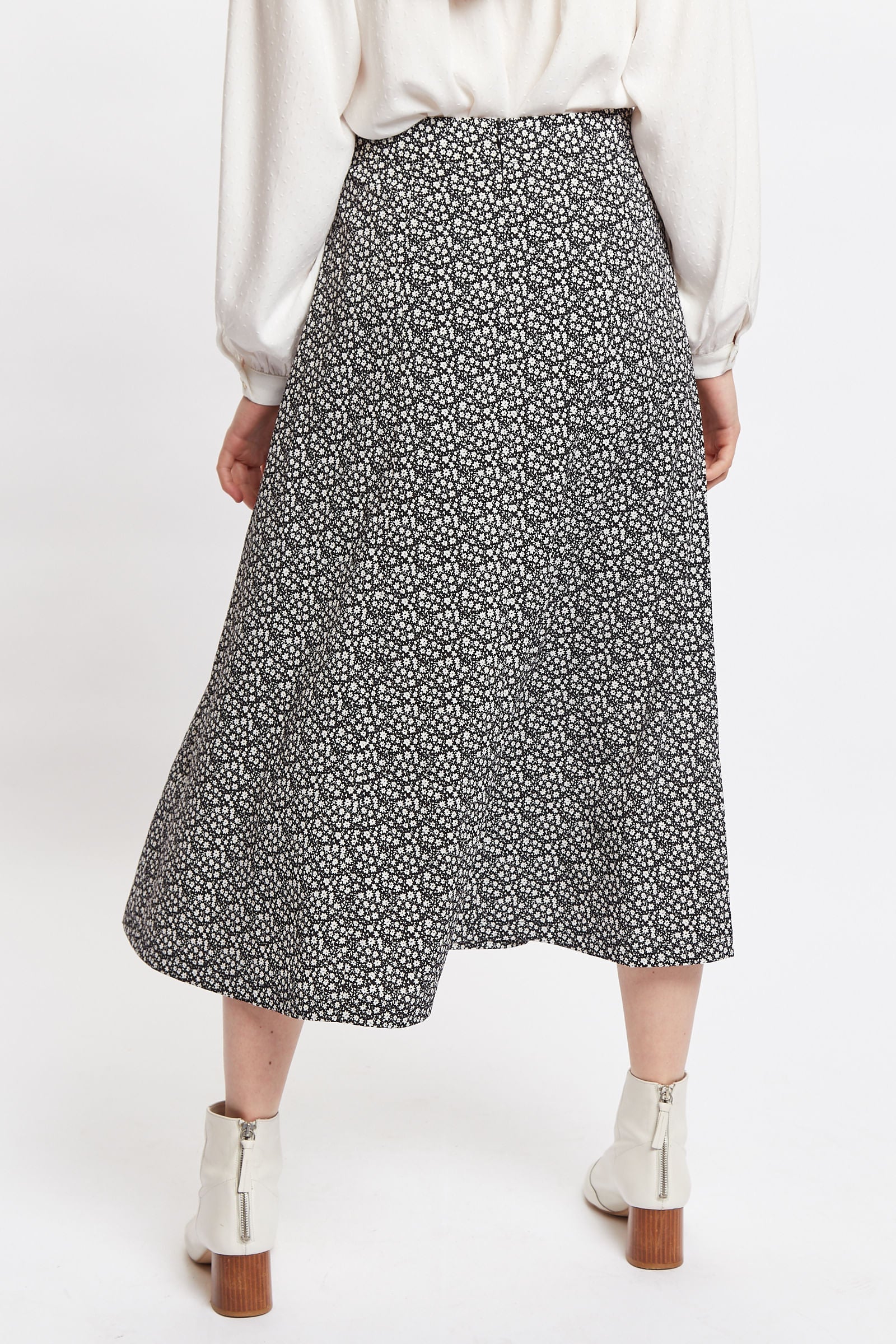 Kiyo Candy Bud Print Midi Skirt - Bascora