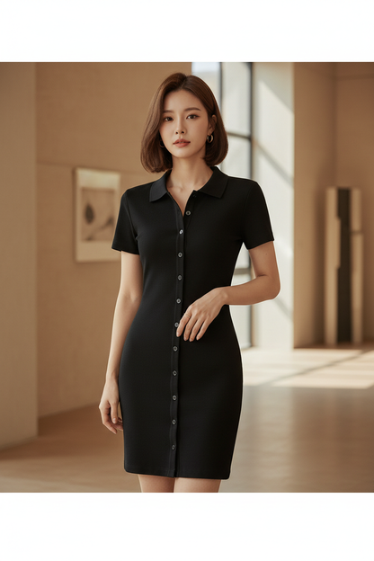 Korean Lapel Dress Lifestyle Front 2