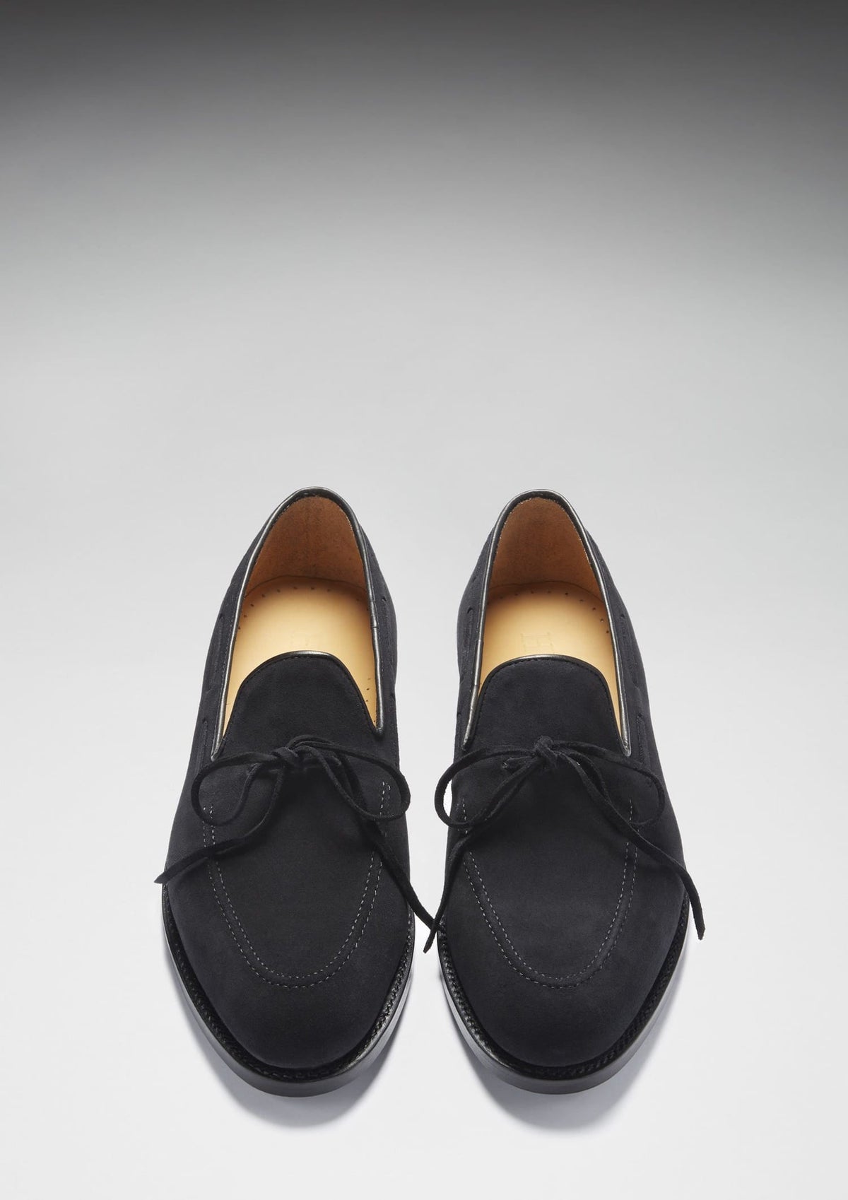 Hugs & Co. Black C.F. Stead Suede Laced Loafers with Goodyear Welted Leather Sole