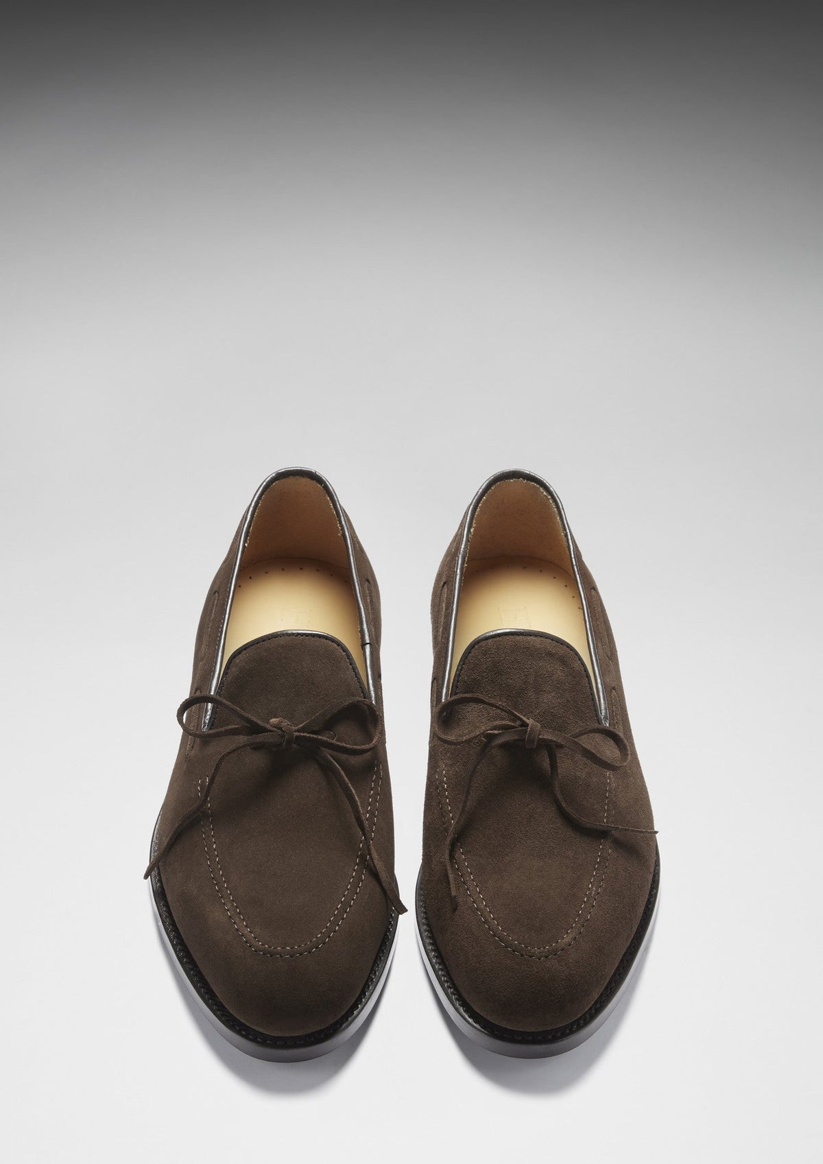 Hugs & Co. Brown Suede Laced Loafers with Goodyear Welted Leather Sole for Men