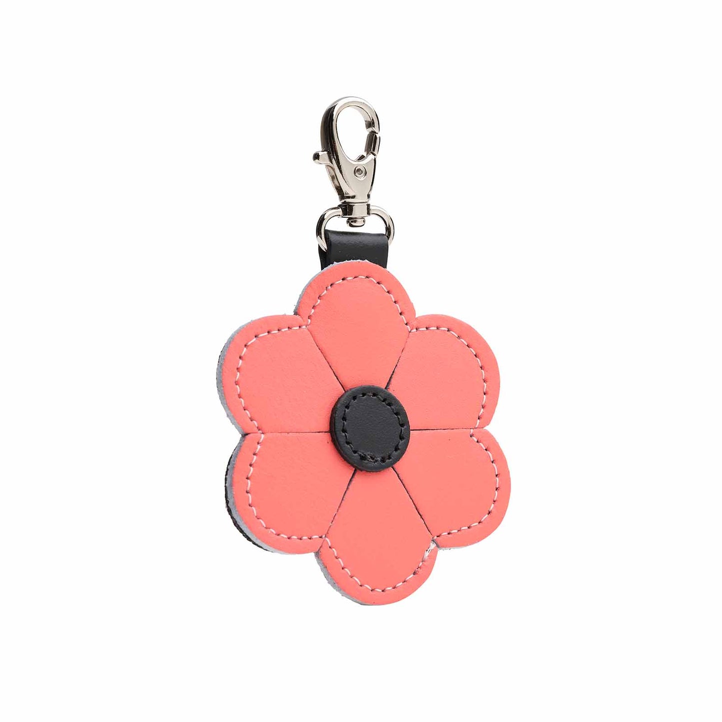 Leather Flower Bag Charm – Coral - Bascora