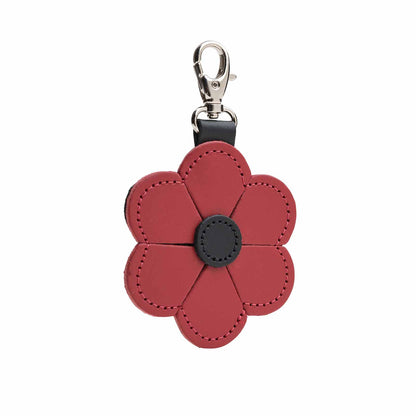 Leather Flower Bag Charm – Red Poppy - Bascora