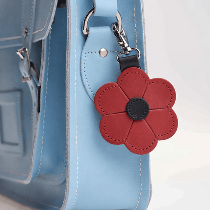 Leather Flower Bag Charm – Red Poppy - Bascora