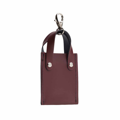 Leather Mini Tote Bag Charm Marsala Red side