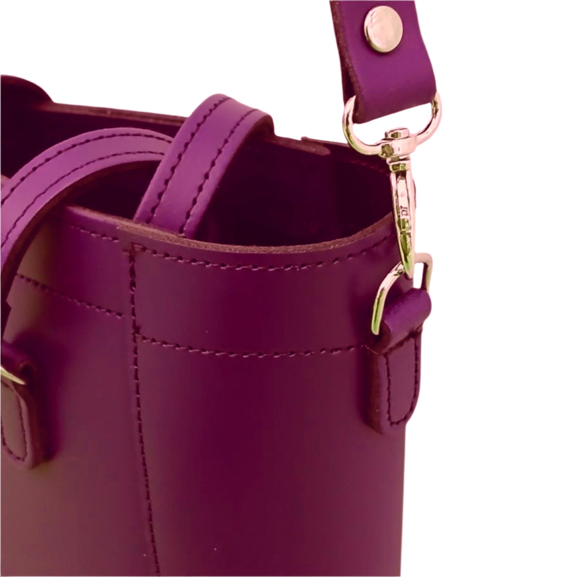 Leather Mini Twist Lock Shopper Bag - Magenta - Bascora
