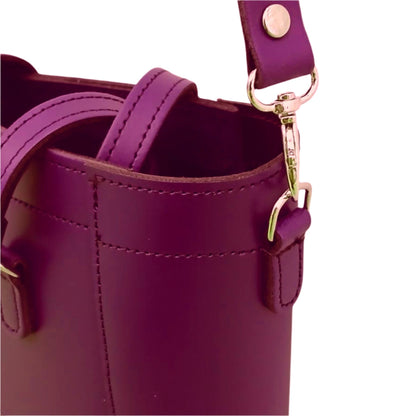 Leather Mini Twist Lock Shopper Bag - Magenta - Bascora