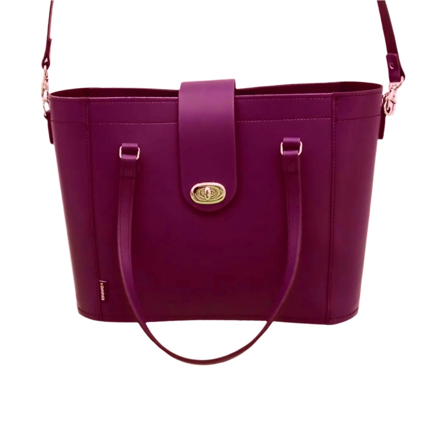 Leather Mini Twist Lock Shopper Bag - Magenta - Bascora