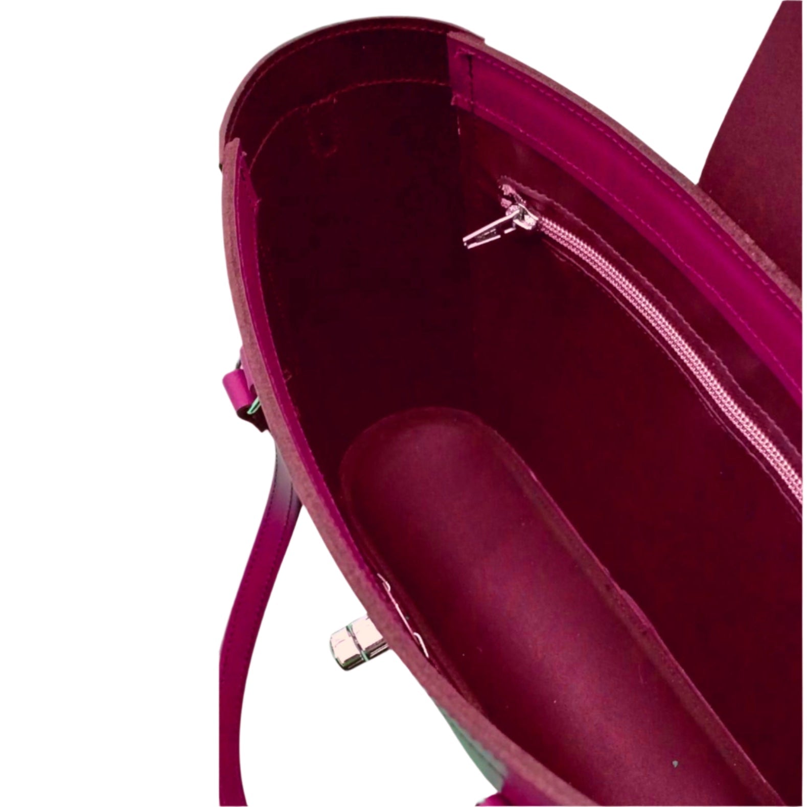 Leather Mini Twist Lock Shopper Bag - Magenta - Bascora