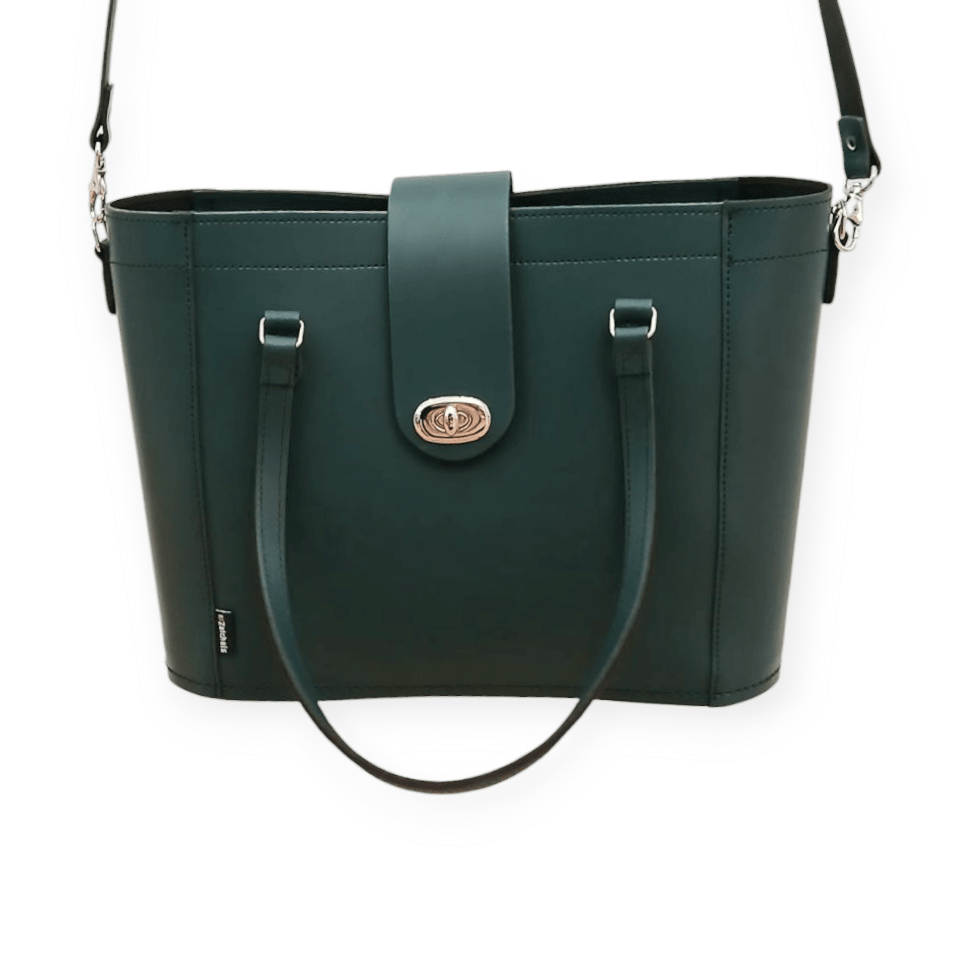 Leather Mini Twist Lock Shopper Bag – Pine - Bascora