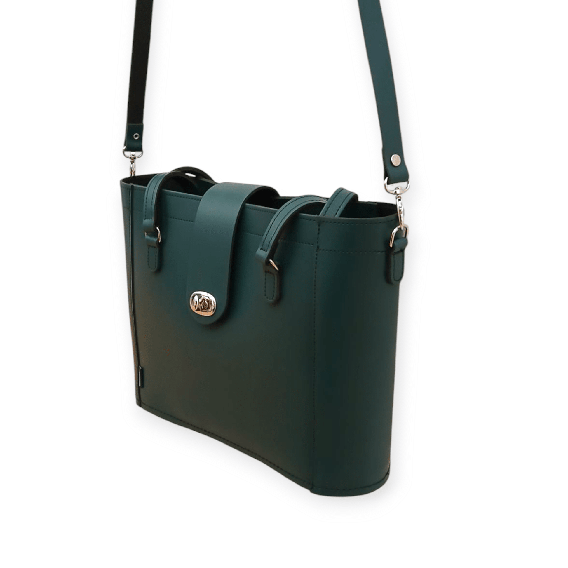 Leather Mini Twist Lock Shopper Bag – Pine - Bascora