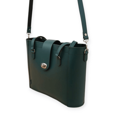 Leather Mini Twist Lock Shopper Bag – Pine - Bascora