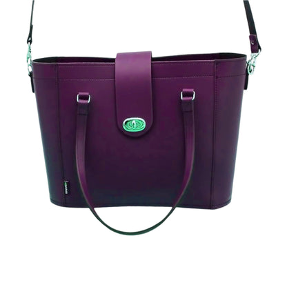 Leather Mini Twist Lock Shopper Bag – Purple - Bascora