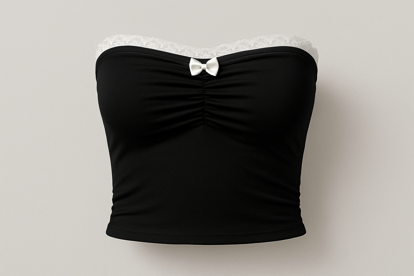 Lifestyle Image - Black Strapless Bandeau Top