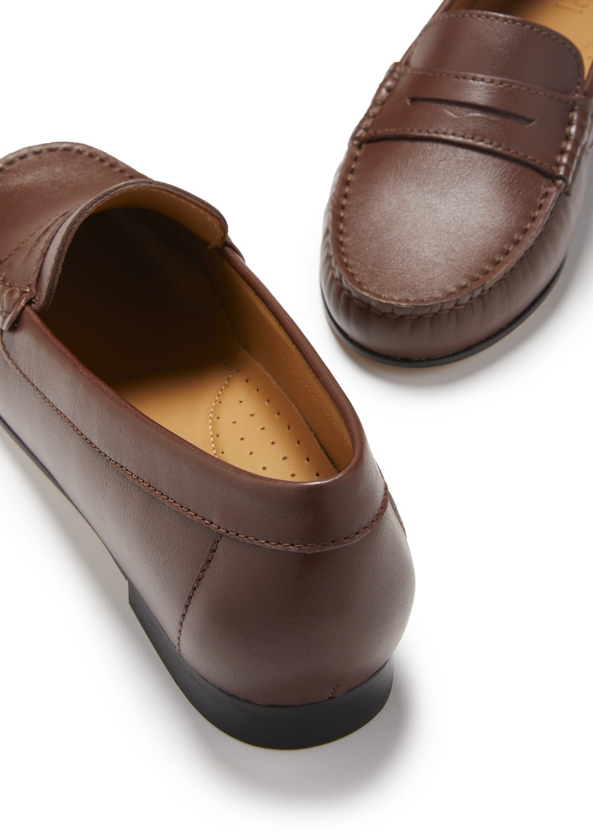 Hugs & Co. Women's Brown Leather Penny Loafers