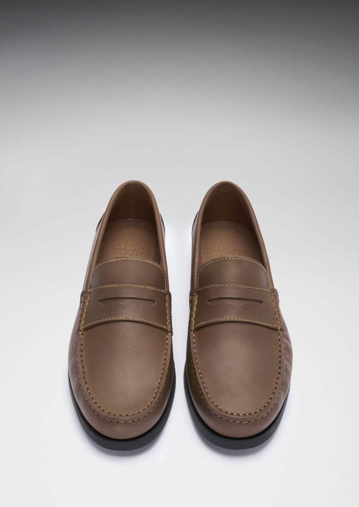Hugs & Co. Light Brown Leather Boat Loafers with Rubber Sole for Men