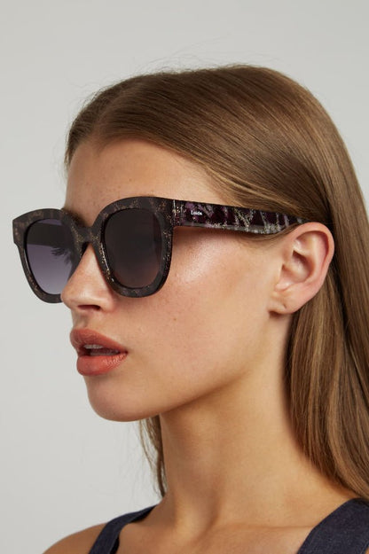 Louche Zabi Glitter Tortoise Shell Sunglasses Purple