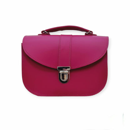 Olympia Handmade Leather Crossbody Bag – Magenta