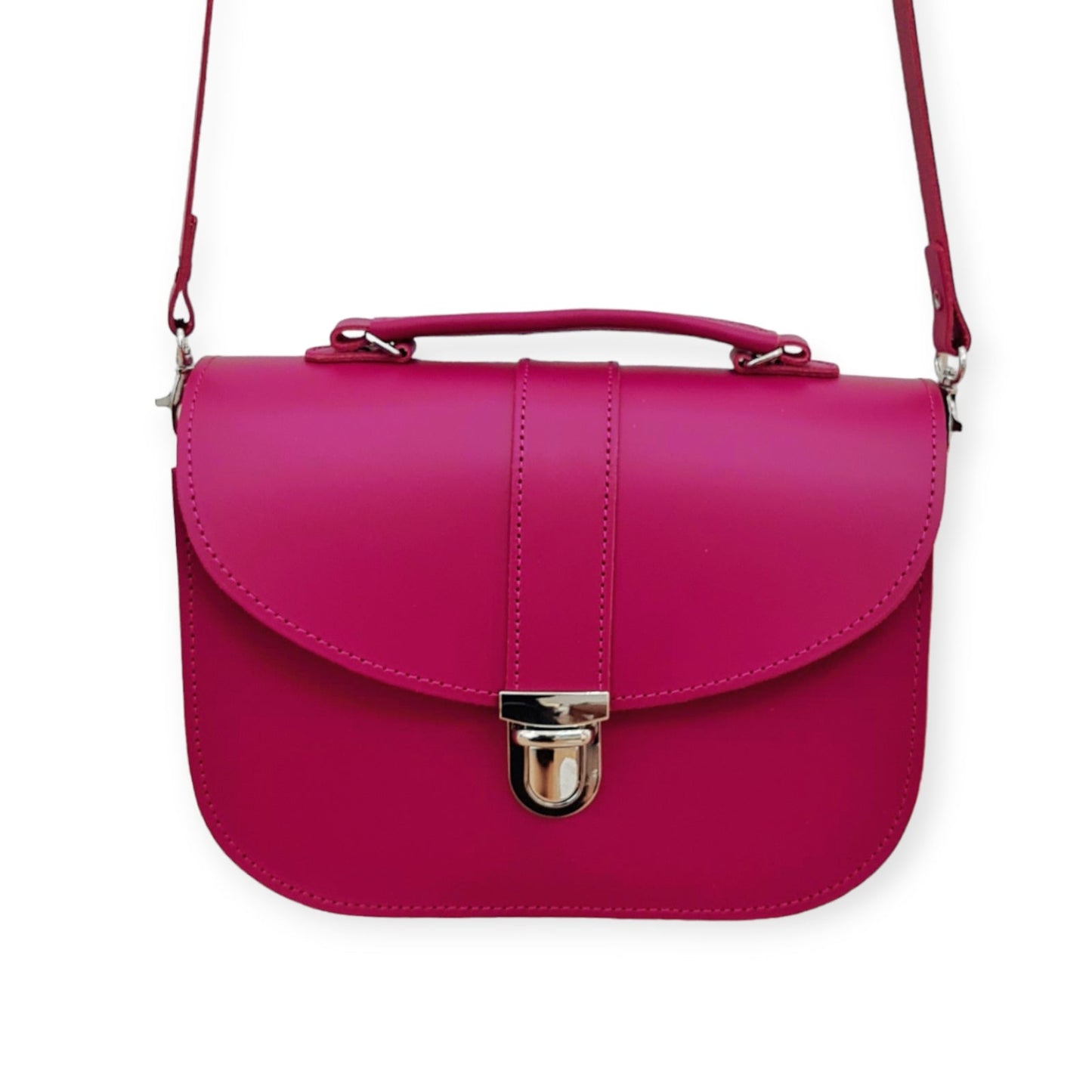 Olympia Handmade Leather Crossbody Bag – Magenta