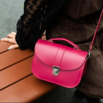 Olympia Handmade Leather Crossbody Bag – Magenta