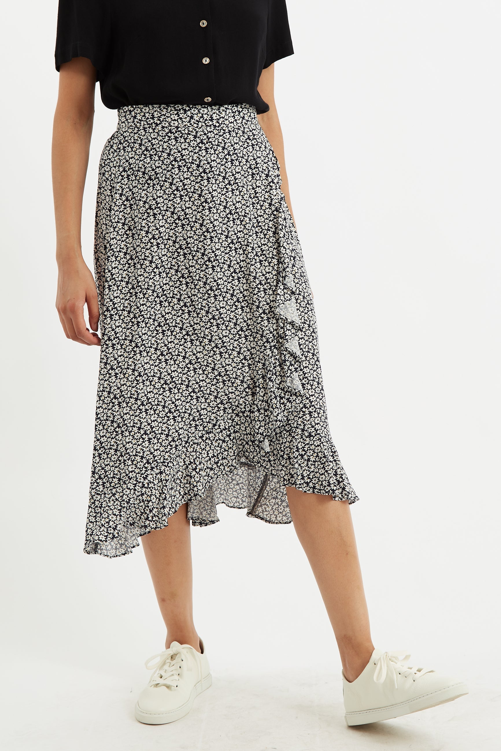 Mara Dazzler Print Frill Midi Skirt - Bascora