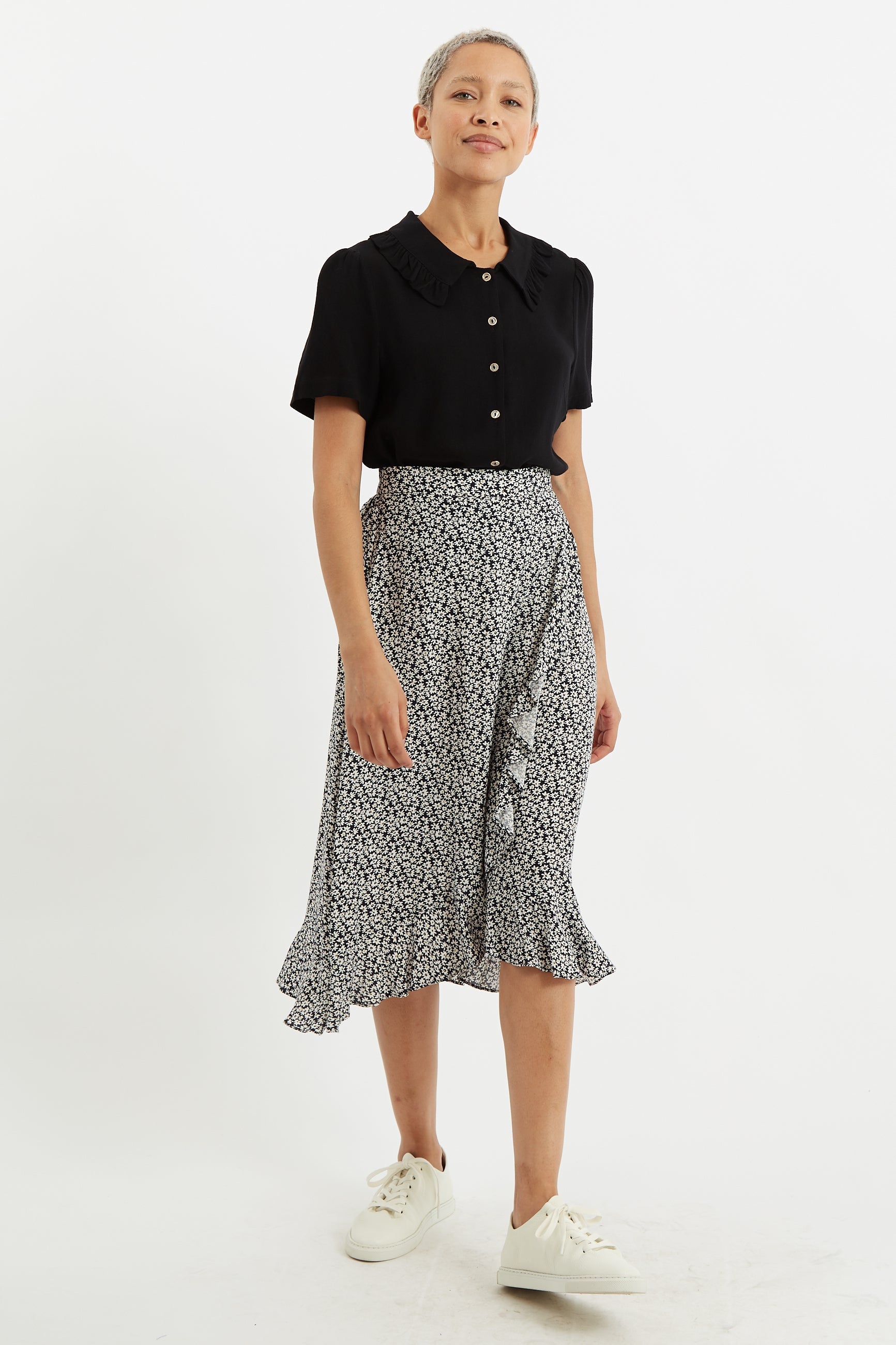 Mara Dazzler Print Frill Midi Skirt - Bascora