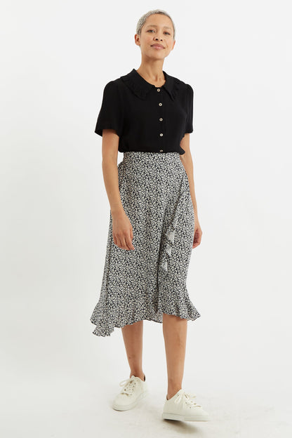 Mara Dazzler Print Frill Midi Skirt - Bascora
