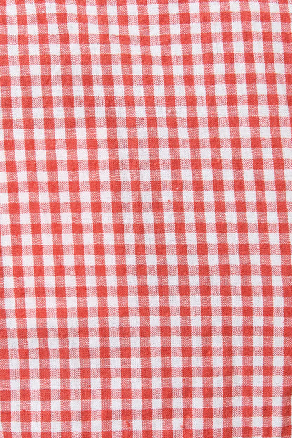 Marleen Gingham Ric Rac Trim Cropped Jumpsuit - Red - Bascora