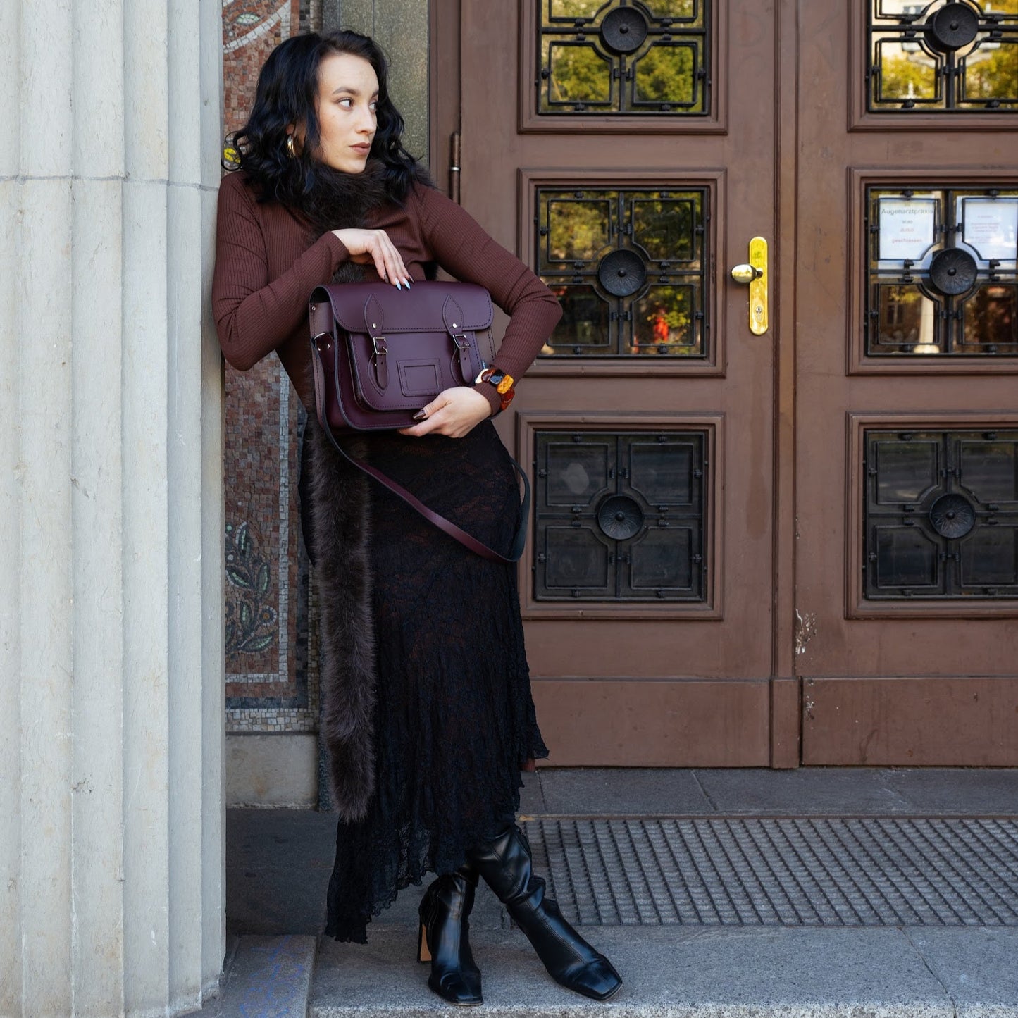 Handmade Leather Satchel – Marsala Red