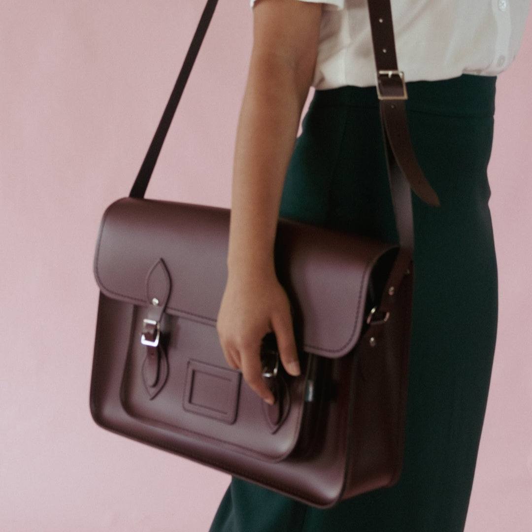 Handmade Leather Satchel – Marsala Red