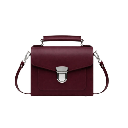 Handmade Leather Sugarcube Handbag – Marsala Red