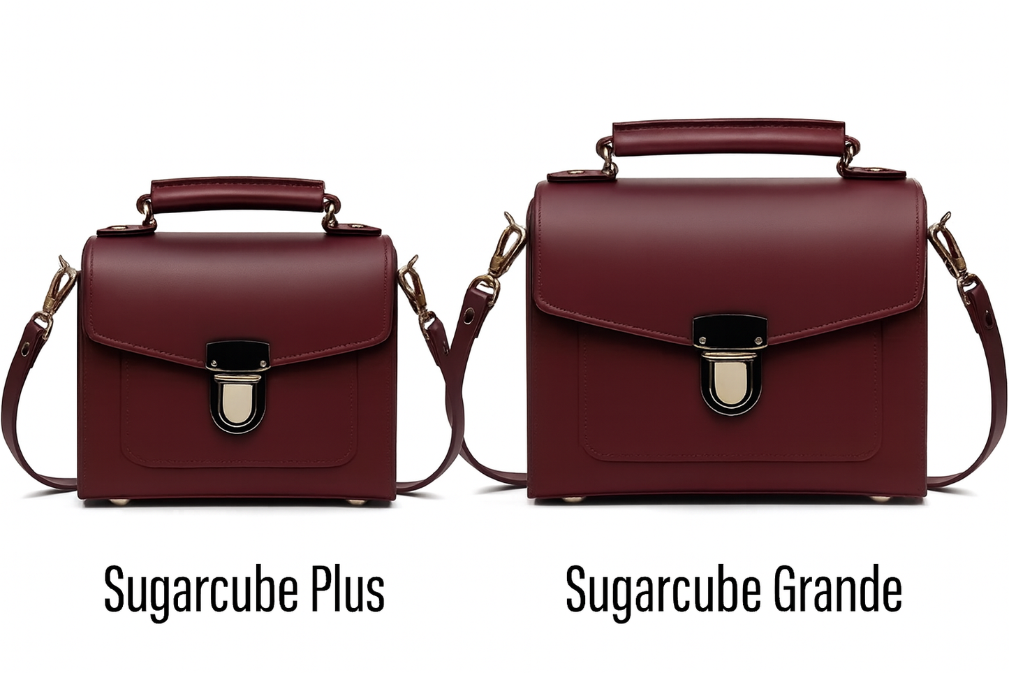 Handmade Leather Sugarcube Handbag – Marsala Red