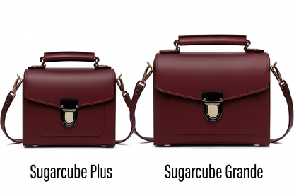 Handmade Leather Sugarcube Handbag – Marsala Red
