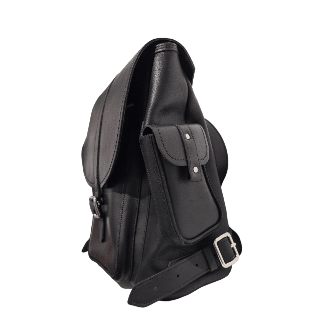 Men's Leather Tannery Backpack - Black - Bascora