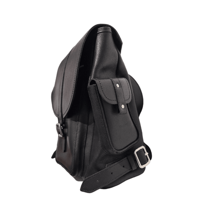 Men's Leather Tannery Backpack - Black - Bascora