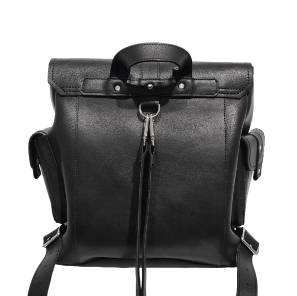 Men's Leather Tannery Backpack - Black - Bascora