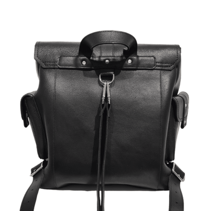 Men's Leather Tannery Backpack - Black - Bascora