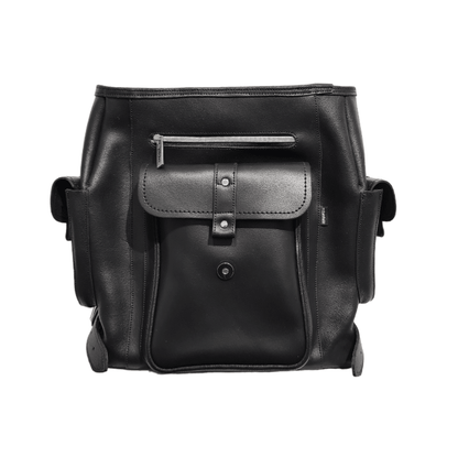 Men's Leather Tannery Backpack - Black - Bascora