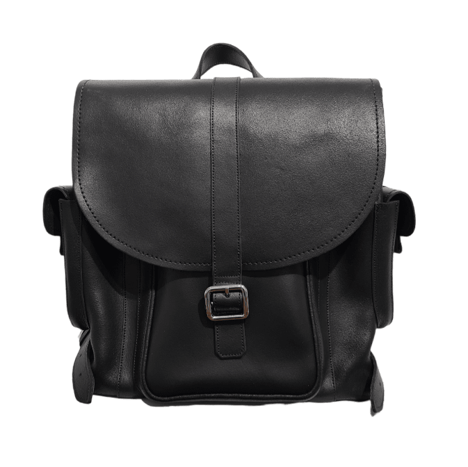 Men's Leather Tannery Backpack - Black - Bascora
