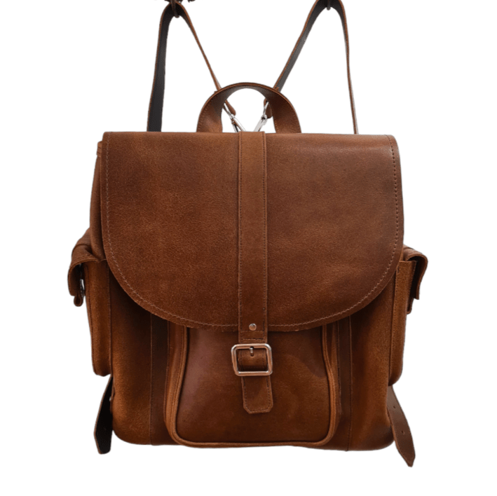 Men's Leather Tannery Backpack - Tan - Bascora