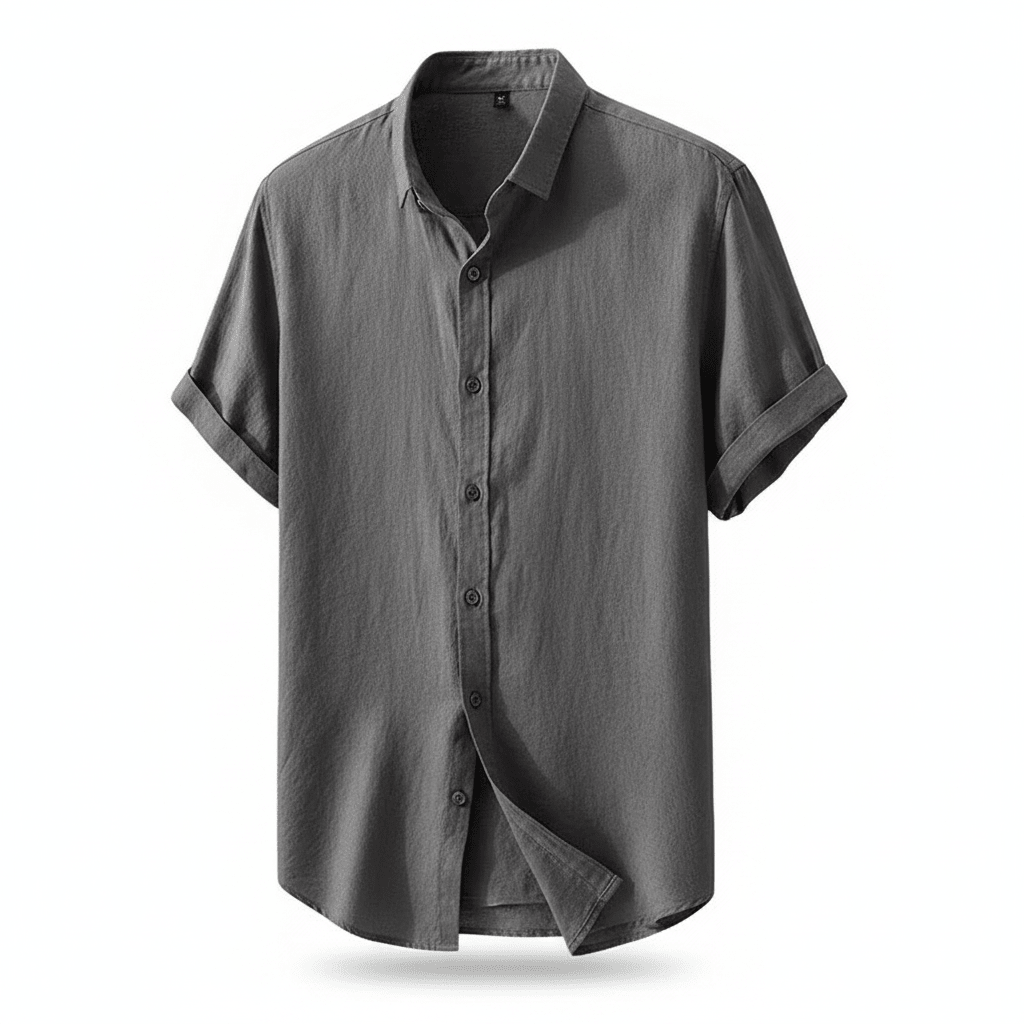 Men's Retro Short-Sleeve Linen Shirt - Bascora