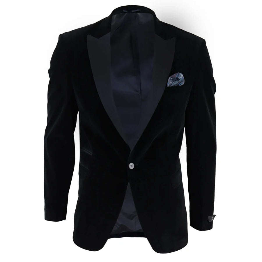 Men's Soft Velvet 1 Button Dinner Jacket Tuxedo Blazer by TruClothing